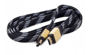 #638 KABEL PŁASKI HDMI ZŁOTE STYKI FULL HD 3D 1,5m