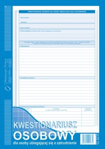 504-A1 KWESTIONARIUSZ OSOBOWY O ZATRUDNIENIE A4