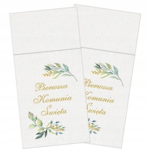 Pokrowce ramka na sztućce komunijne białe 25 szt.