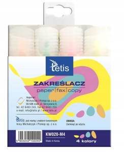 TETIS ZAKREŚLACZE PASTELOWE KW020-M4 4 KOLORY