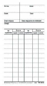 981-E typ A6 1kpl=50kart Karta książki