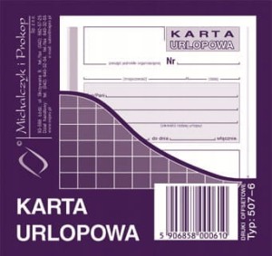 507-6 2/3 A6 40 kartek Karta urlopowa