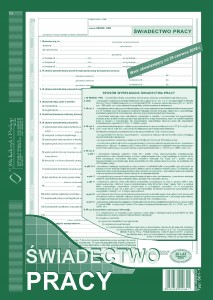 501-1-N A4 40 kartek Świadectwo pracy