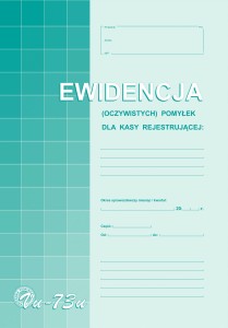 Vu-73 A4 Ewidencja pomyłek dla kasy rejestrujacej