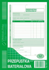 322-3 A5 80 kartek Przepustka materiałowa