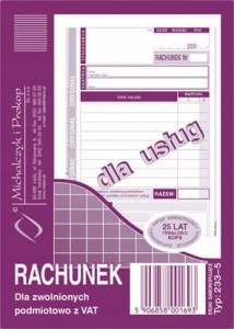 233-5 (pion) A6 80 kartek Rachunek dla usług
