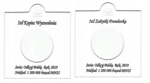 KOMPLET 2 HOLDERÓW DO MONET 5 ZŁ 2019 + OPISY
