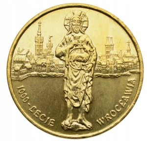 MONETA 1000 LECIE WROCŁAWIA 2000 2 ZŁ GN