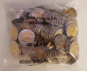 5ZŁ ZŁOTYCH 2020 WORECZEK MENNICZY WOREK 100 SZTUK
