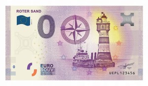 BANKNOT 0 EURO ROTER SAND LEUCHTTURM
