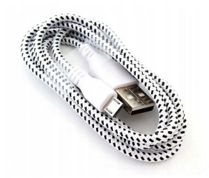 KABEL MICRO USB 1M BIAŁY OPLOT #354