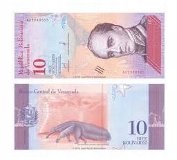 BANKNOT 10 BOLIVARES WENEZUELA 2018 UNC