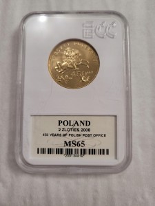 450 LAT POCZTY POLSKIEJ 2008 2 ZŁ GN GRADING MS65