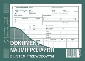 809-3 DOKUMENT NAJMU POJAZDU Z LISTEM PRZEWOZOWYM
