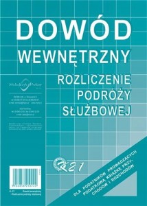 K21 Dowód wewnętrzny rozliczenie podróży służbowej