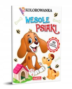 Kolorowanka z naklejkami z brokatem Wesołe psiaki