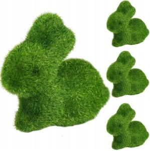 Zając flokowany zielony 6cm Wielkanoc 4 szt