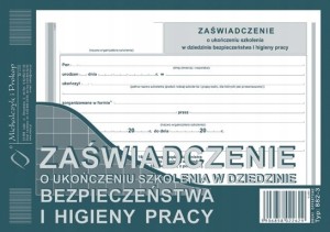 882-3 ZAŚWIADCZENIE O UKOŃCZENIU SZKOLENIA BHP