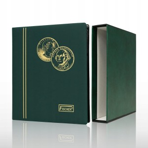ALBUM KLASER NA 224 MONETY PREMIUM FISCHER ALBUM + FUTERAŁ ZIELONY