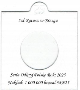 HOLDER + OPIS DO MONETY 5ZŁ 2025 RATUSZ W BRZEGU