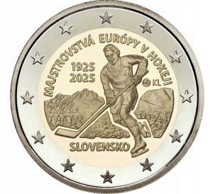 Moneta 2 euro 2€ Słowacja 100 lat Mistrzostw Europy w hokeju 2025
