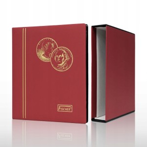 ALBUM KLASER NA 224 MONETY PREMIUM FISCHER ALBUM + FUTERAŁ BORDO