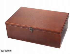 KUFEREK DREWNIANY NA 60 MONET MONETY 63x63MM