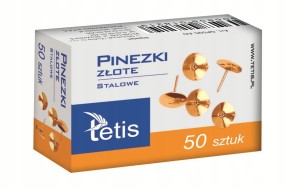 PINEZKI ZŁOTE 50 SZTUK STALOWE NIERDZEWNE GP095-AO TETIS