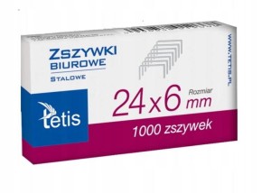 TETIS ZSZYWKI BIUROWE 24/6mm GZ101-A 1000 SZT STAL