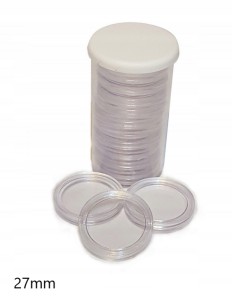 KAPSLE NA MONETY 27MM W TUBACH TUBY na 2zł okolicznościowe 100 SZTUK OKAZJA