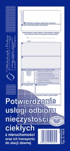 Potwierdzenie odbioru nieczystości ciekłych z nieruchomości i transportu