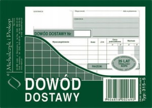 315-5 A6 80 kartek Dowód dostawy