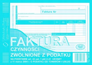 198-3E A5 Faktura czynności zwolnione z podatku