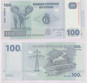 Banknot 100 Franków 2013 Kongo UNC
