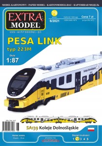 MODEL KARTONOWY POCIĄG PESA LINK 223M Dolnośląskie _ 1:87 Extra Model