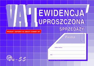 Vu-55 A5 32 strony Ewidencja VAT uproszczona