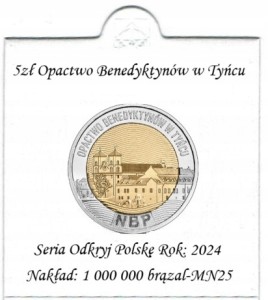 5zł Opactwo Benedyktynów w Tyńcu 2024 + OPIS + HOLDER