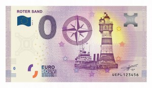 BANKNOT 0 EURO ROTER SAND LEUCHTTURM
