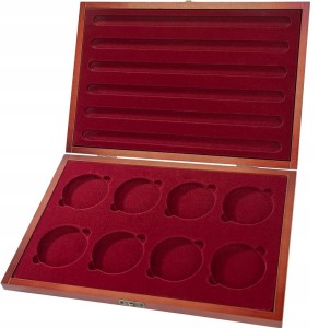 DREWNIANA KASETA NA 8 MONET 67mm KASETKA NA MONETY