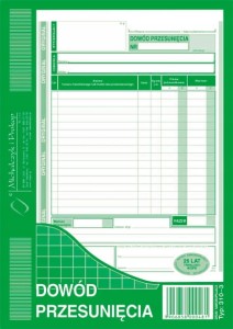 310-3 A5 80 kartek Dowód przesunięcia