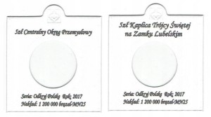 KOMPLET 2 HOLDERÓW DO MONET 5 ZŁ 2017 + OPISY