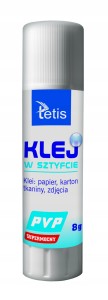 TETIS KLEJ W SZTYFCIE TYPU PVP BEZBARWNY 8G